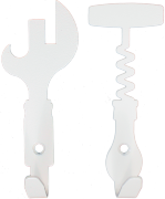 Вешалка настенная - крючок "Самоизоляция" (набор из 2-х шт.), металлический белый, 10.5 х 4 см + 10.5 х 4.3 см