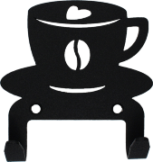 Вешалка настенная - крючок "Чашечка кофе", металлический черный, 9 х 8.5 см