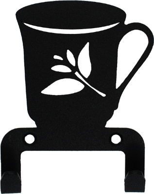 Вешалка настенная - крючок "Чашка на двоих", металлический черный, 9.7 х 7.5 см