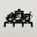 Вешалка настенная - крючок "Сервиз - Чайные традиции", металлический черный, 17.5 х 11 см