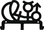 Вешалка настенная на три крючка "Символы планеты", цвет черный, металл