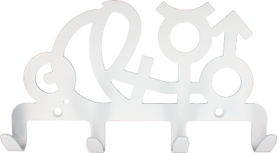 Вешалка настенная на 4 крючка "Символы планеты", цвет белый, металл